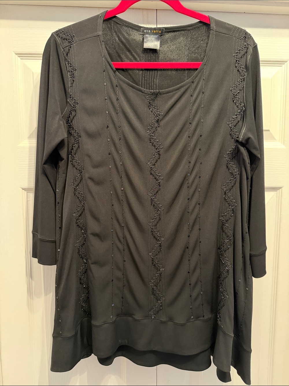eva varro black beaded zigzag detail tunic